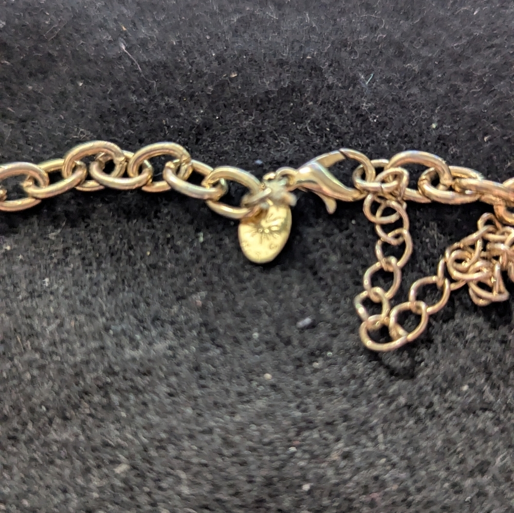 Lydell Gold Tone Layered Chain Faux Coin Statement Necklace - Picture 4 of 5